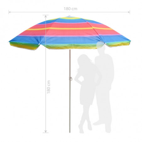 Umbrela de plaja Muhler U5037 651449, 180x180 cm, Fara suport, Brat rabatabil, 8 spițe, Multicolor