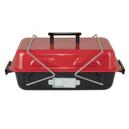 Grаtar pe cаrbuni Muhler 1003818, 40.5x26 cm, Cu capac, Gril galvanizat, Compact pentru calatorii, Rosu/Negru