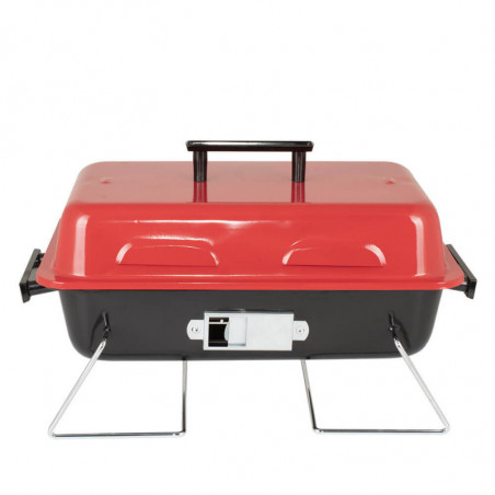 Grаtar pe cаrbuni Muhler 1003818, 40.5x26 cm, Cu capac, Gril galvanizat, Compact pentru calatorii, Rosu/Negru