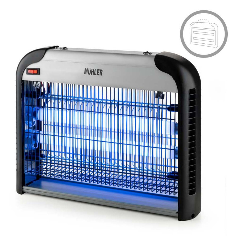 Lampa UVA pentru insecte Muhler MIK-60 1003953, 30W, 60 m², Sigura pentru oameni si animale, Tava detasabila, Negru/gri