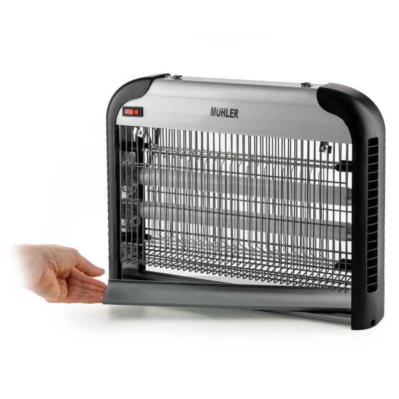 Lampa UVA pentru insecte Muhler MIK-60 1003953, 30W, 60 m², Sigura pentru oameni si animale, Tava detasabila, Negru/gri