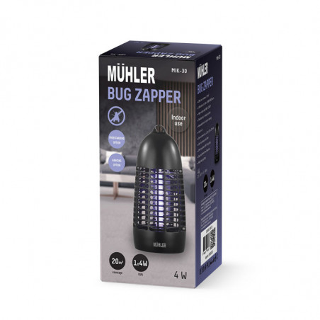 Lampa UVA pentru insecte Muhler MIK-30 1003955, 4W, 20 m², Sigura pentru oameni si animale, Negru