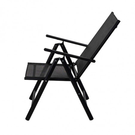 Scaun metalic pliabil Muhler 1005248, 7 pozitii, Spatar si scaun din material textil, Negru