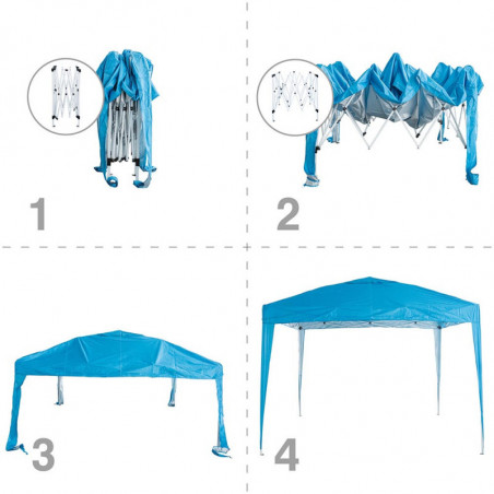 Cort pliabil Muhler 1006066, 3x3 m, 2.4 m inaltime, POP UP, Albastru