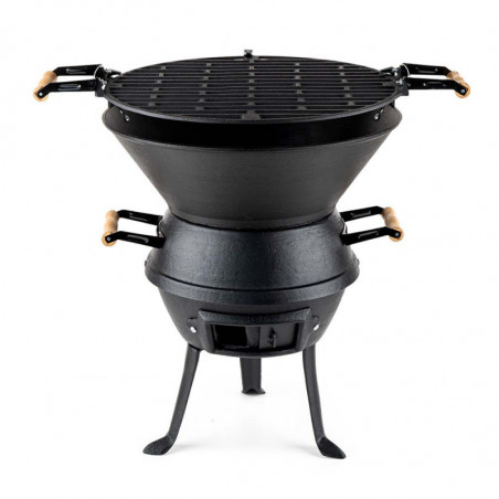 Gratar din fonta Muhler 1008592, Ø37 cm, Carbune, Reglabil, Control flux de aer, Negru