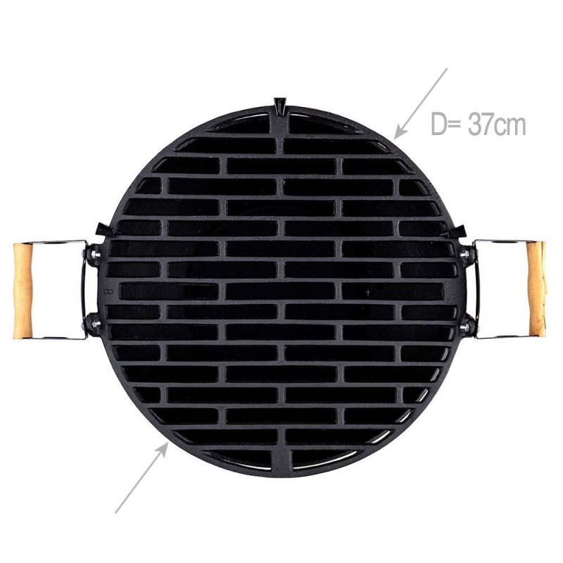 Gratar din fonta Muhler 1008592, Ø37 cm, Carbune, Reglabil, Control flux de aer, Negru