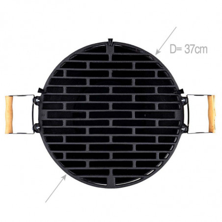Gratar din fonta Muhler 1008592, Ø37 cm, Carbune, Reglabil, Control flux de aer, Negru