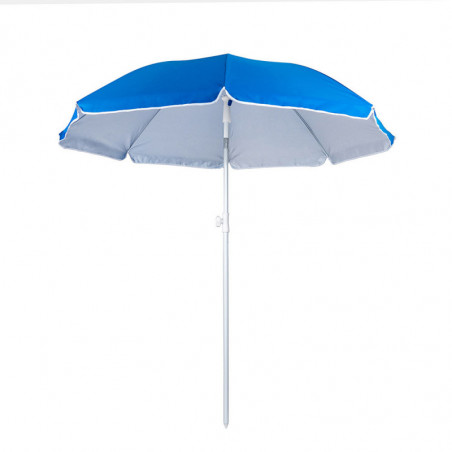 Umbrela de plaja MUHLER 2119 1008628, Ø160 cm, 195 cm inaltime, 8 spite, Protectie UV UPF 50+, Brat detasabil, Albastru