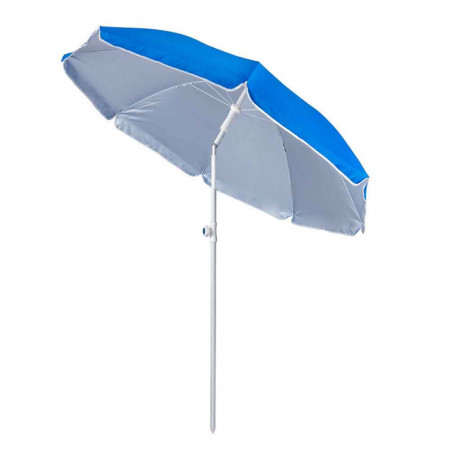 Umbrela de plaja MUHLER 2119 1008628, Ø160 cm, 195 cm inaltime, 8 spite, Protectie UV UPF 50+, Brat detasabil, Albastru