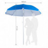 Umbrela de plaja MUHLER 2119 1008628, Ø160 cm, 195 cm inaltime, 8 spite, Protectie UV UPF 50+, Brat detasabil, Albastru