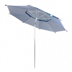 Umbrela de plaja Muhler 22511008629, Ø190 cm, Inaltime 203 cm, 8 spite din fibră de sticla, Inclinare reglabilă, protecție UV UPF 50+, Albastru