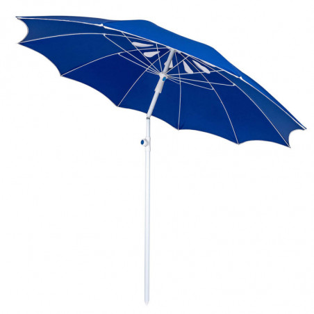 Umbrela de plaja MUHLER 2117 1008638, Ø190 cm, 210 cm inaltime, 10 spite, Protectie UV UPF 50+, Albastru