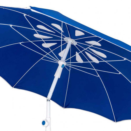 Umbrela de plaja MUHLER 2117 1008638, Ø190 cm, 210 cm inaltime, 10 spite, Protectie UV UPF 50+, Albastru