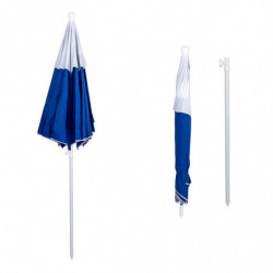 Umbrela de plaja MUHLER 2117 1008638, Ø190 cm, 210 cm inaltime, 10 spite, Protectie UV UPF 50+, Albastru
