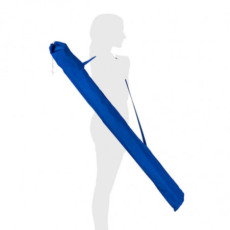 Umbrela de plaja MUHLER 2117 1008638, Ø190 cm, 210 cm inaltime, 10 spite, Protectie UV UPF 50+, Albastru