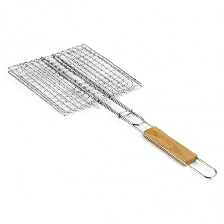 Gratar cu maner Muhler 1001836N, 22.5x20.5x52 cm, Maner din lemn, Inox