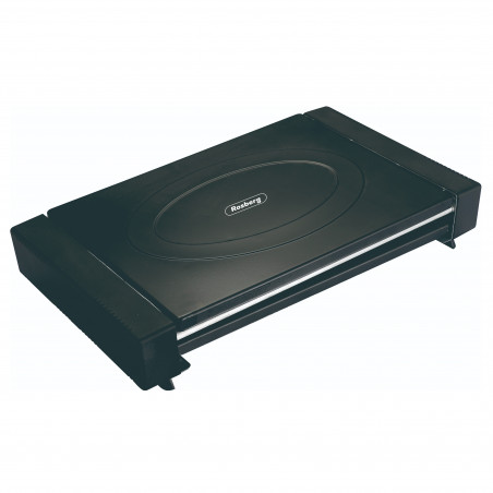 Gratar electric cu capac Rosberg R51015M, 1800W, 35x22 cm, 12 nervuri tubulare, Tava pentru grasime, Negru