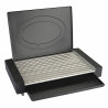 Gratar electric cu capac Rosberg R51015M, 1800W, 35x22 cm, 12 nervuri tubulare, Tava pentru grasime, Negru