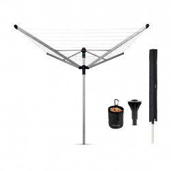 Brabantia Lift-O-Matic Advance spațiu exterior 90300255, 60 m, Înălțime reglabilă, Ancoră pentru beton, Cutie, Geantă cu cleme, Rezistent la coroziune, Inox