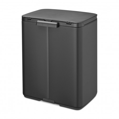 Cos de rufe Brabantia Bo Small 1006635, 12 L, Deschidere silentioasa si lina, Baza antiderapanta, Negru