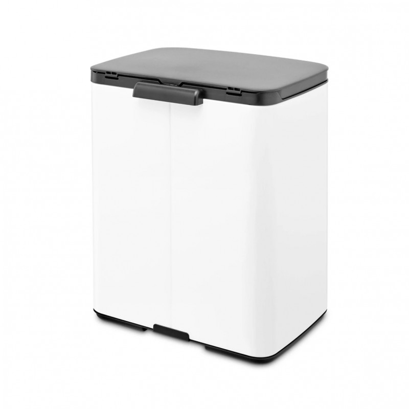 Cos de rufe Brabantia Bo Small 1006633, 12 L, Deschidere silentioasa si lina, Baza antiderapanta, Alb