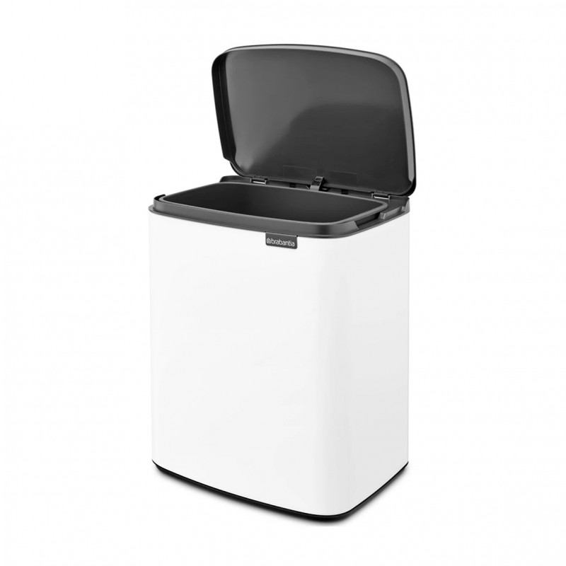 Cos de rufe Brabantia Bo Small 1006633, 12 L, Deschidere silentioasa si lina, Baza antiderapanta, Alb