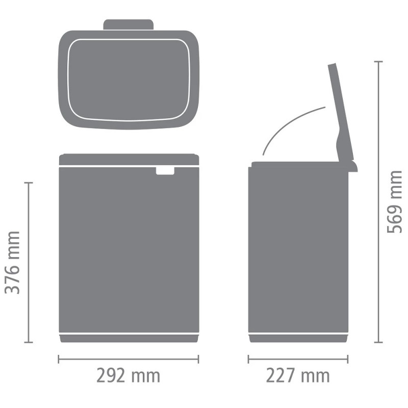 Cos de rufe Brabantia Bo Small 1006633, 12 L, Deschidere silentioasa si lina, Baza antiderapanta, Alb