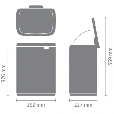 Cos de rufe Brabantia Bo Small 1006633, 12 L, Deschidere silentioasa si lina, Baza antiderapanta, Alb