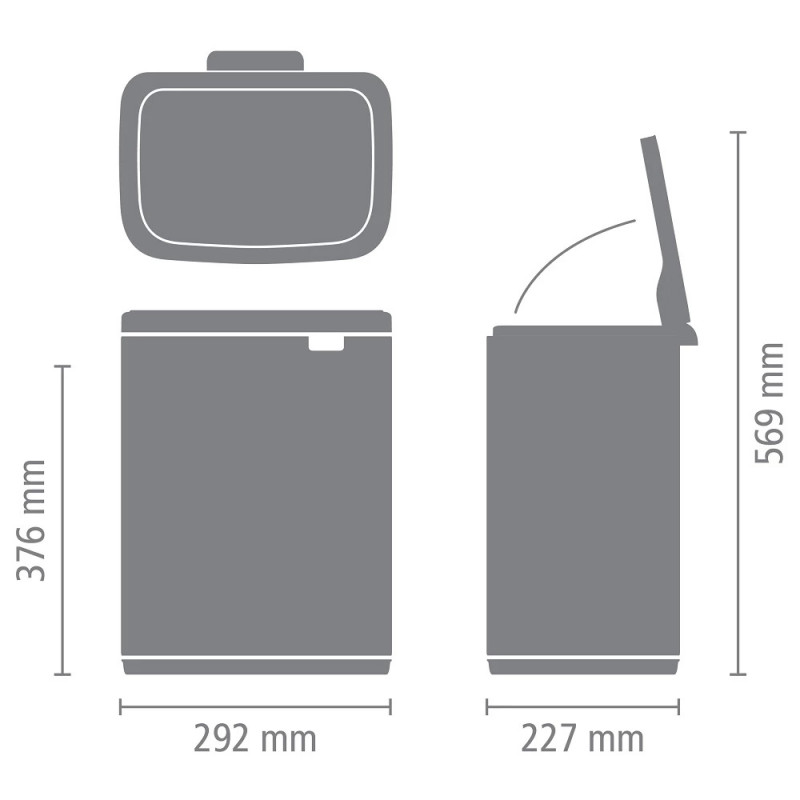 Cos de gunoi Brabantia Bo Small 1006637, 12 L, Deschidere silentioasa si lina, Baza antiderapanta, Albastru deschis