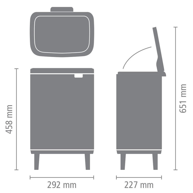 Cos de gunoi Brabantia Bo Small Hi 1006647, 12 L, Deschidere lina si silentioasa, Baza antiderapanta, Alb