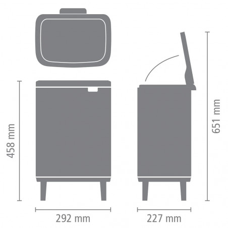 Cos de gunoi Brabantia Bo Small Hi 1006647, 12 L, Deschidere lina si silentioasa, Baza antiderapanta, Alb