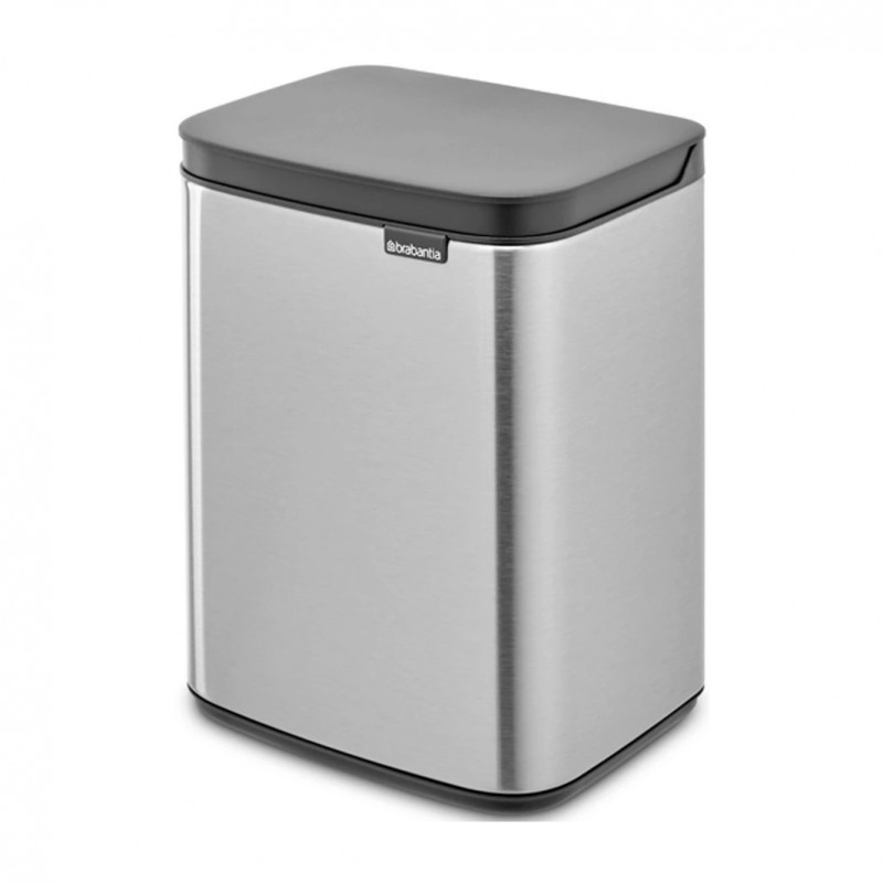 Cos de gunoi Brabantia Bo Small 1006625, 4 L, Deschidere lina si silentioasa, Baza antiderapanta, Rezistent la amprente, Inox/Mat