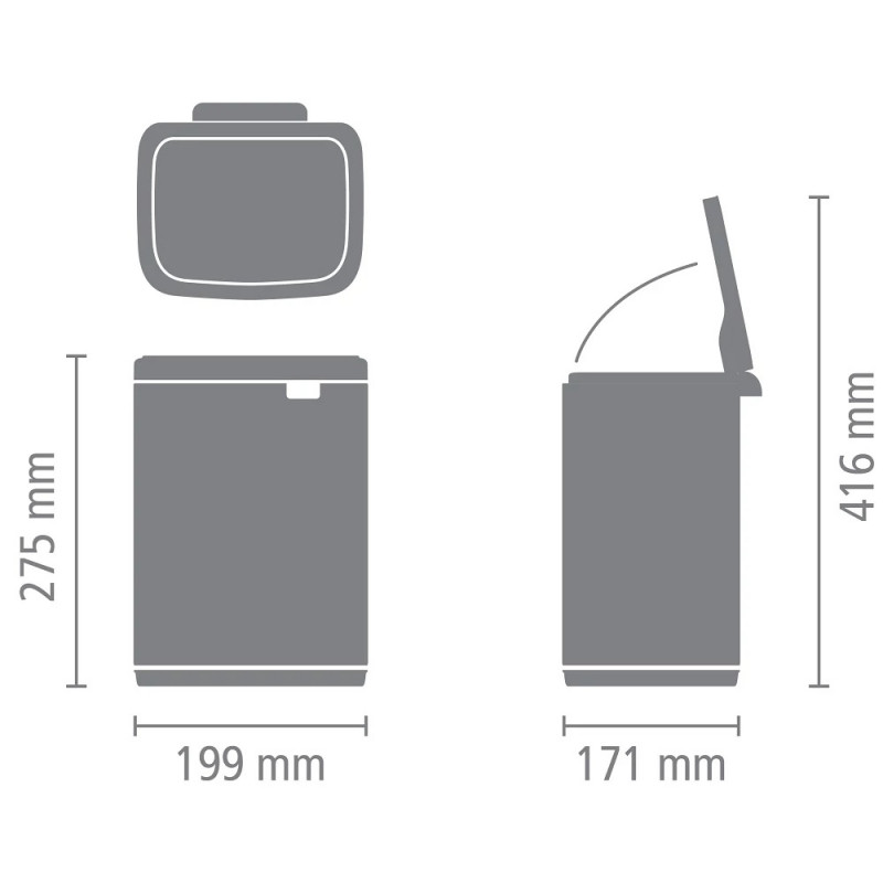 Cos de gunoi Brabantia Bo Small 1006626, 4 L, Deschidere lina si silentioasa, Baza antiderapanta, Albastru deschis