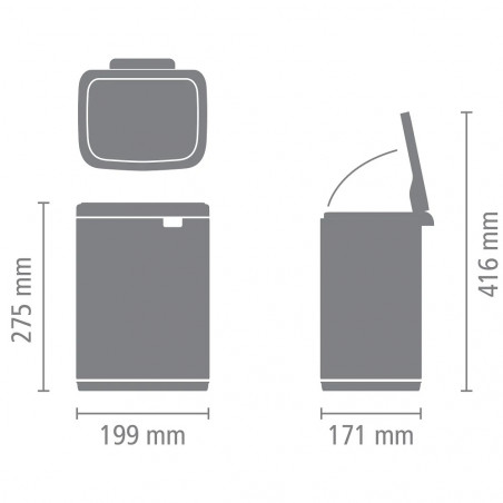 Cos de gunoi Brabantia Bo Small 1006626, 4 L, Deschidere lina si silentioasa, Baza antiderapanta, Albastru deschis