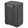 Cos de gunoi Brabantia Bo Small 1008866, 4 L, Deschidere lina si silentioasa, Baza antiderapanta, Acoperire minerala, Gri inchis