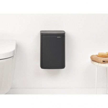 Cos de gunoi Brabantia Bo Small 1008866, 4 L, Deschidere lina si silentioasa, Baza antiderapanta, Acoperire minerala, Gri inchis