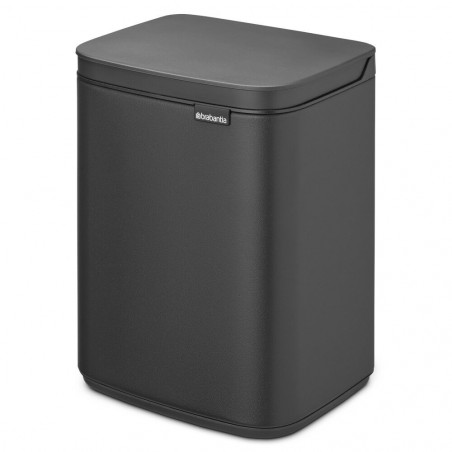 Cos de gunoi Brabantia Bo Small 1008866, 4 L, Deschidere lina si silentioasa, Baza antiderapanta, Acoperire minerala, Gri inchis