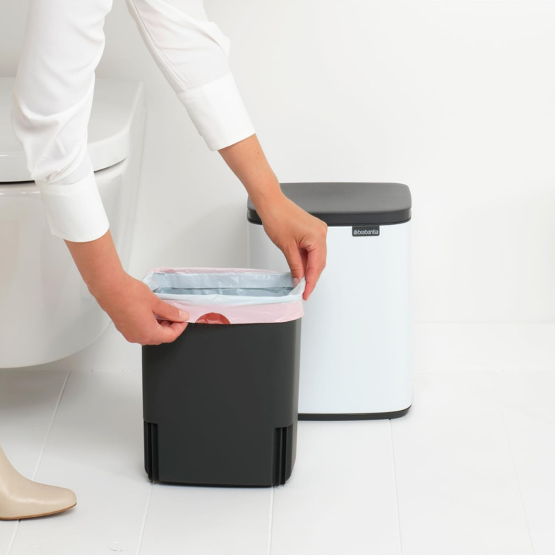 Cos de gunoi Brabantia Bo Small 1006627, 7 L, Deschidere lina si silentioasa, Baza antiderapanta, Alb