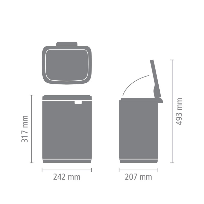 Cos de gunoi Brabantia Bo Small 1006627, 7 L, Deschidere lina si silentioasa, Baza antiderapanta, Alb