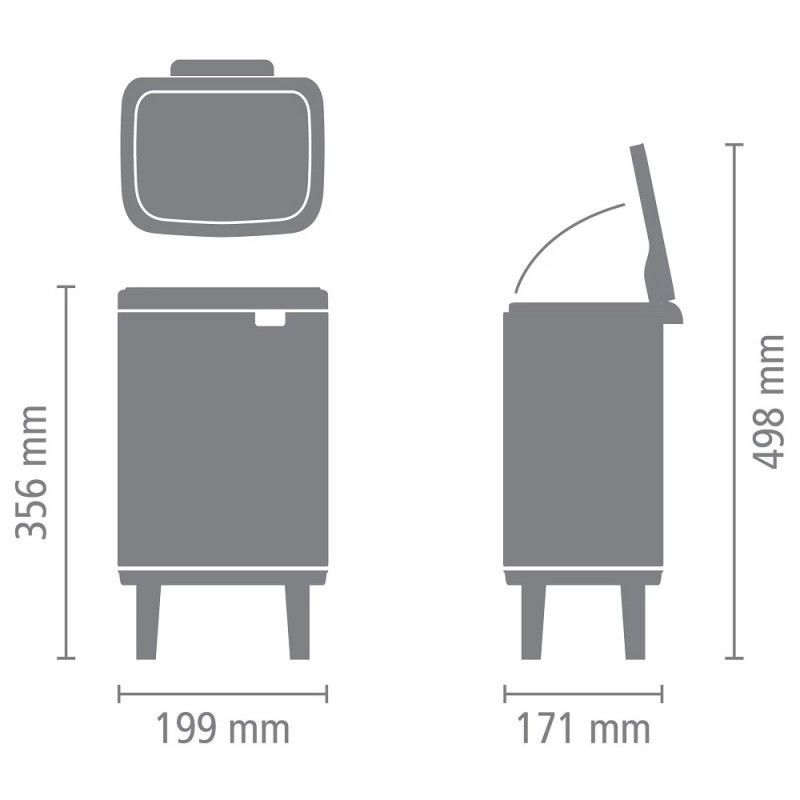 Cos de gunoi Brabantia Bo Small Hi 1006641, 4 L, Deschidere lina si silentioasa, Baza antiderapanta, Negru
