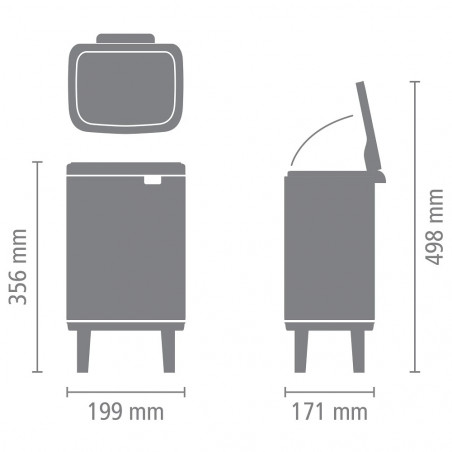 Cos de gunoi Brabantia Bo Small Hi 1006641, 4 L, Deschidere lina si silentioasa, Baza antiderapanta, Negru