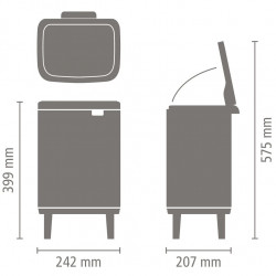 Cos de gunoi Brabantia Bo Small Hi 1006643, 7 L, Deschidere lina si silentioasa, Baza antiderapanta, Alb