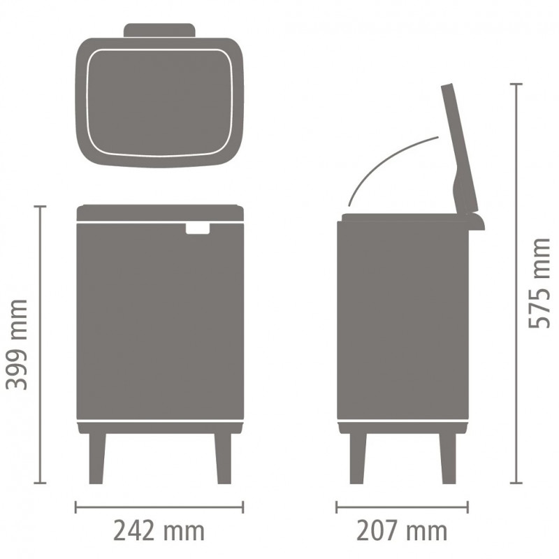 Cos de gunoi Brabantia Bo Small Hi 1006643, 7 L, Deschidere lina si silentioasa, Baza antiderapanta, Alb