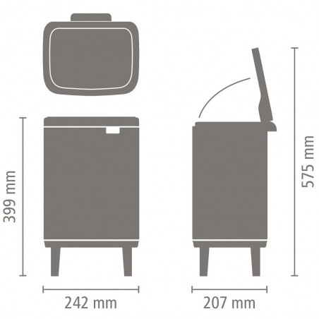 Cos de gunoi Brabantia Bo Small Hi 1006643, 7 L, Deschidere lina si silentioasa, Baza antiderapanta, Alb
