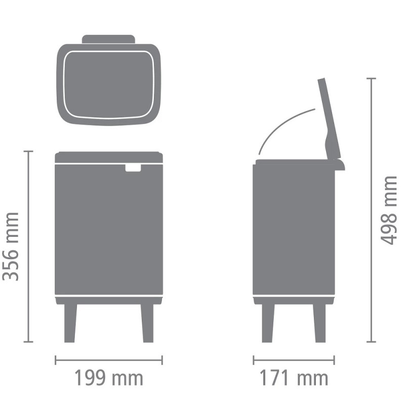 Cos de gunoi Brabantia Bo Small Hi 1006639, 4 L, Deschidere lina si silentioasa, Bază antiderapanta, Alb