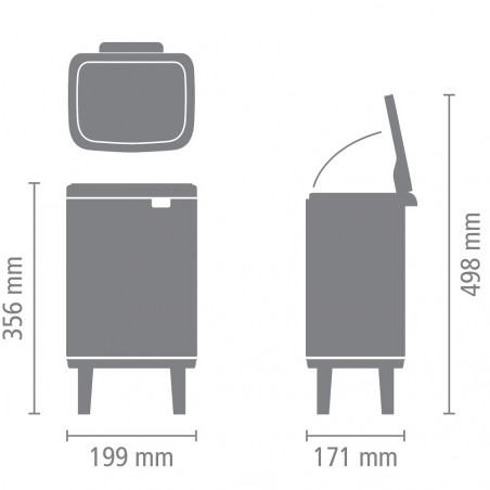 Cos de gunoi Brabantia Bo Small Hi 1006639, 4 L, Deschidere lina si silentioasa, Bază antiderapanta, Alb