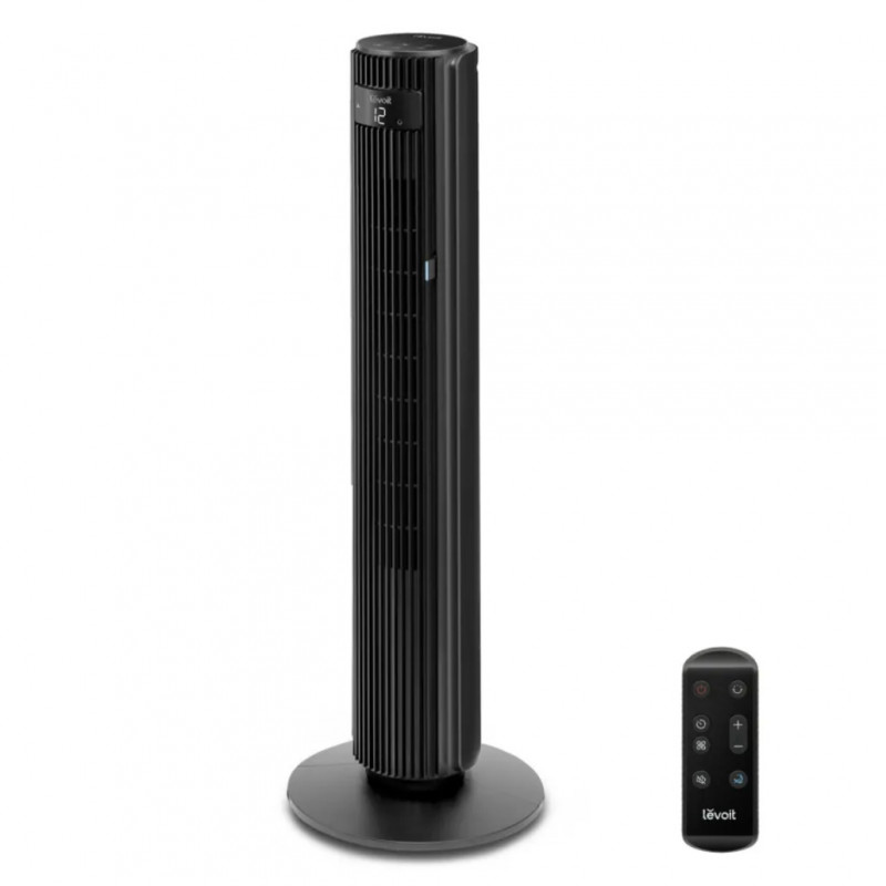Ventilator turn Levoit TempSense 42 DC, 30W, 107 cm, Pana la 49 m², 12 viteze, 4 moduri, Timer, Oscilatie 90°, Telecomanda, Negru