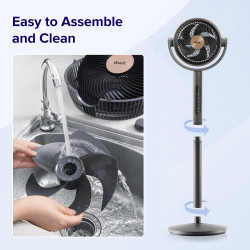 Ventilator circulator cu picior Levoit LPF-R432-AEUR, 28W, 12 viteze, 4 moduri, Oscilatie 120C, Senzor de temperatura, Tmer, Telecomanda, Negru/Auriu