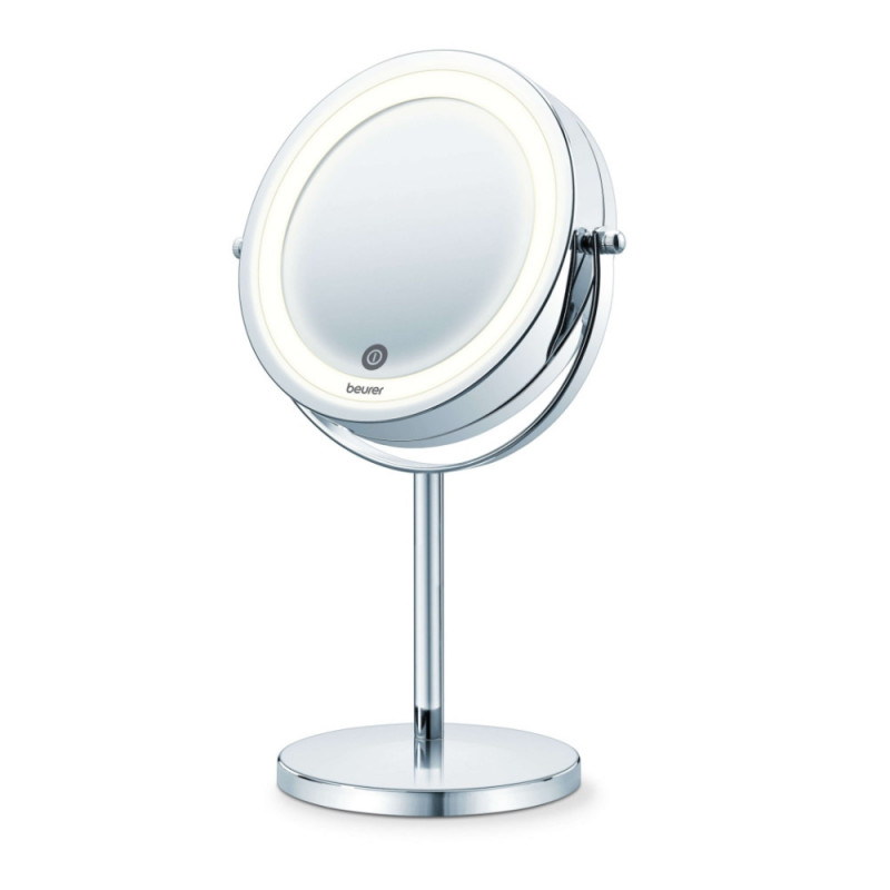 Oglinda cosmetica Beurer BS 55, 13 cm, LED, Marire 7x, Senzor tactil, Argintiu