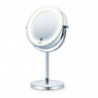 Oglinda cosmetica Beurer BS 55, 13 cm, LED, Marire 7x, Senzor tactil, Argintiu